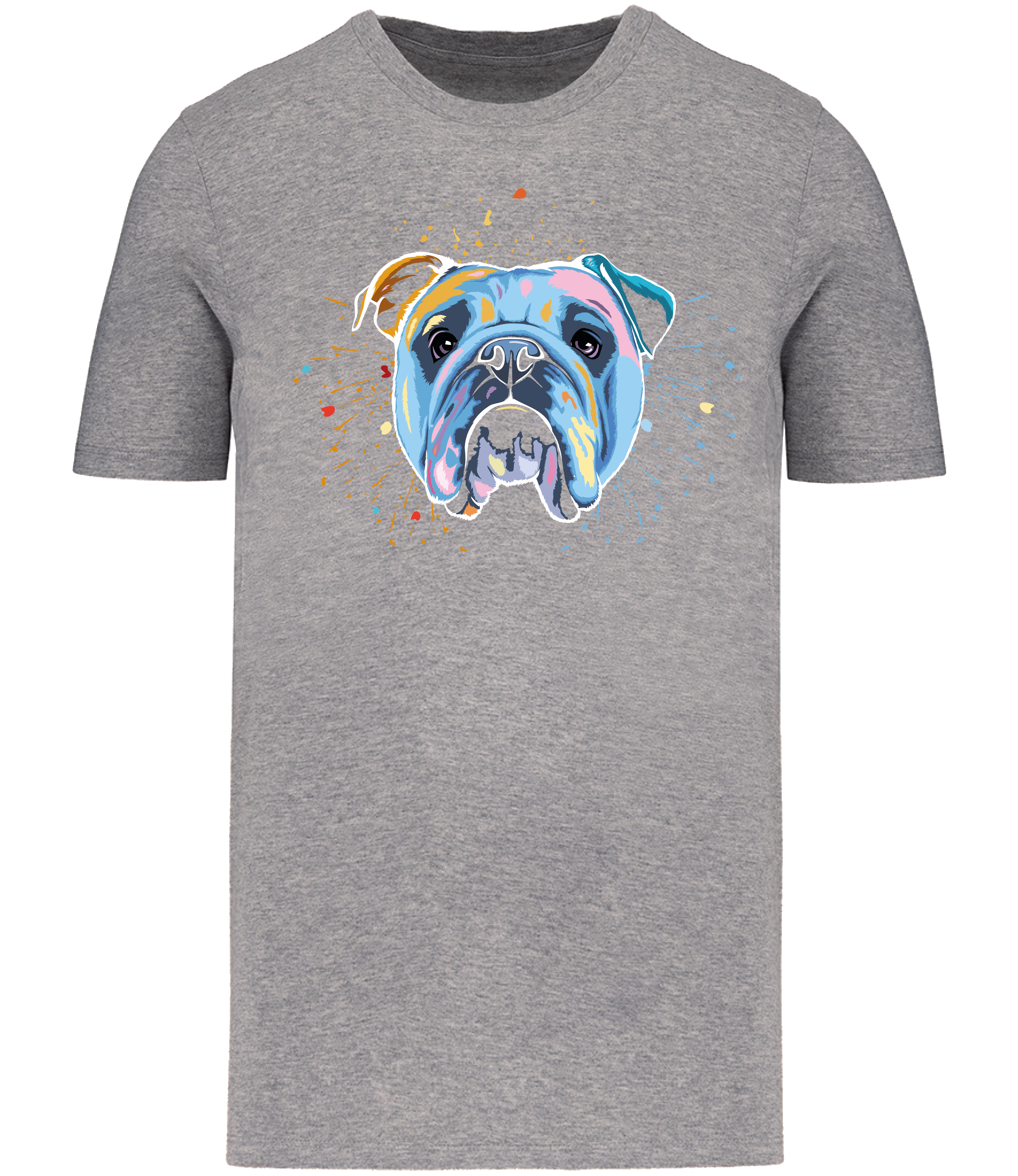 Ronnies Casuals Colour Splash British Bulldog Dog T-Shirt in Grey. Available in S, M, L, XL, 2XL, 3XL.