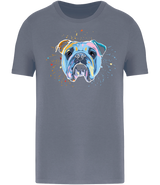 Ronnies Casuals Colour Splash British Bulldog Dog T-Shirt in Mineral Grey. Available in S, M, L, XL, 2XL, 3XL.