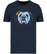 Ronnies Casuals Colour Splash British Bulldog Dog T-Shirt in Navy. Available in S, M, L, XL, 2XL, 3XL.