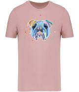Ronnies Casuals Colour Splash British Bulldog Dog T-Shirt in Pink. Available in S, M, L, XL, 2XL, 3XL.