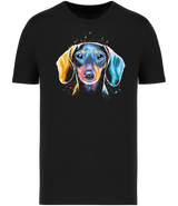 Ronnies Casuals Colour Splash Dachshund T-shirt in Mineral Black. S, M, L, XL, 2XL, and 3XL