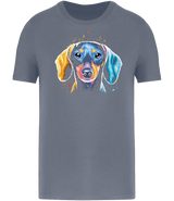 Ronnies Casuals Colour Splash Dachshund T-shirt in Mineral Grey. S, M, L, XL, 2XL, and 3XL