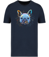 Ronnies Casuals Colour Splash French Bulldog T-Shirt in Navy. Available in S, M, L, XL, 2XL, and 3XL.