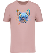 Ronnies Casuals Colour Splash French Bulldog T-Shirt in Pink. Available in S, M, L, XL, 2XL, and 3XL.