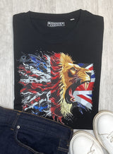 Ronnies Casuals Lions Heart design, showcasing the iconic Great British flag alongside a fierce, roaring lion’s face. 